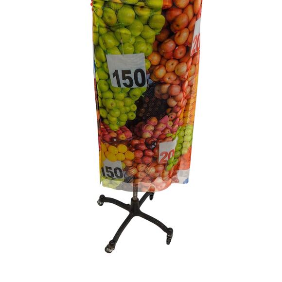 Zara Fruit Stand Strappy Maxi Dress Ruched Mesh Sleeveless Colorful Size Large - Picture 11 of 16